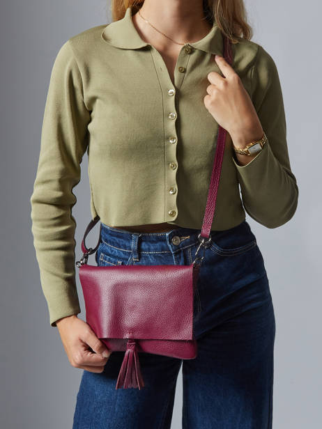 Cross Body Tas Caviar Leder Milano Violet caviar CA22112 ander zicht 1